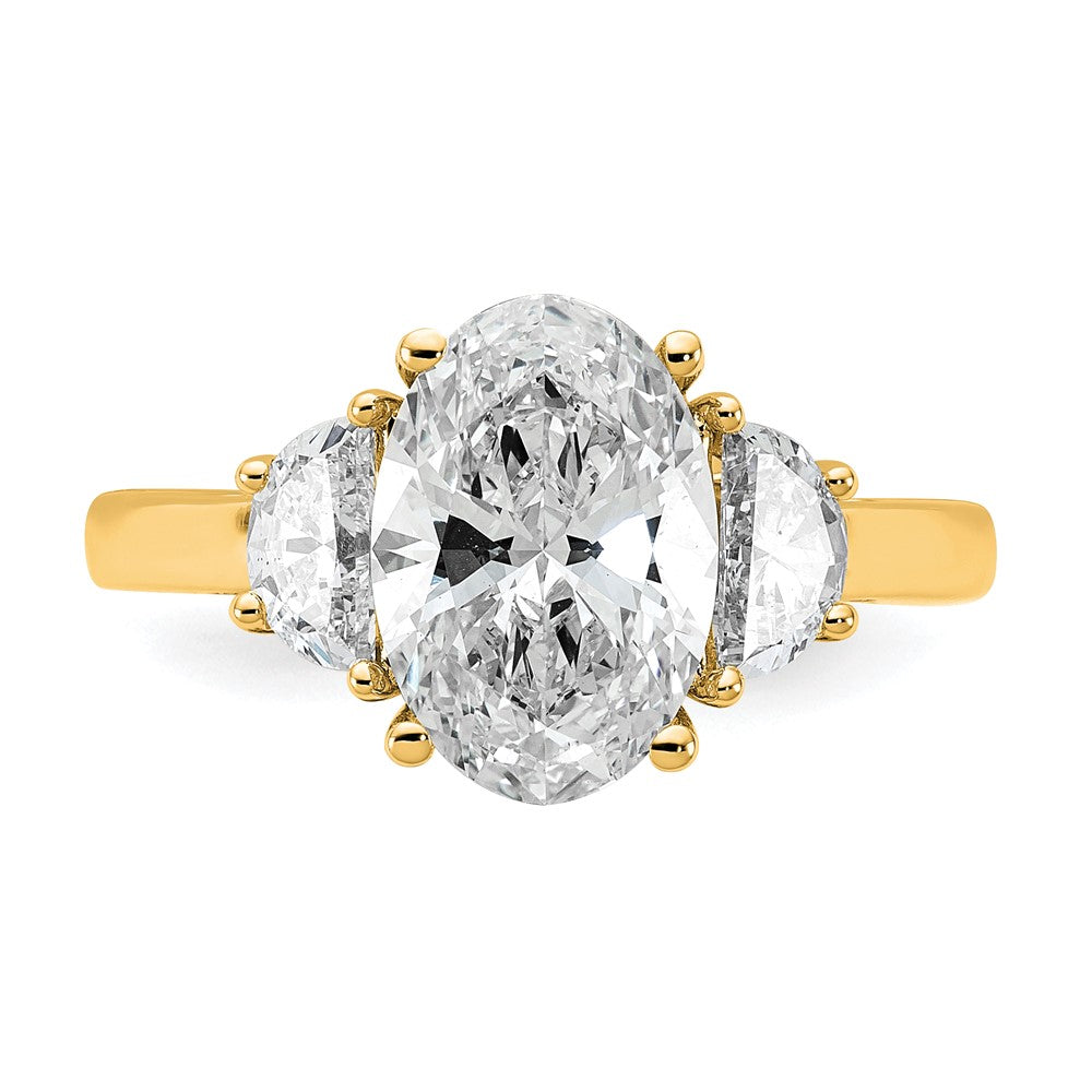 14k 3 1/8ct Cert Lab Grown Dia VS/SI+ G+ Comp Oval&1/2 Moon Eng Ring