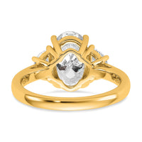 14k 3 1/8ct Cert Lab Grown Dia VS+ F+ Comp Oval&1/2 Moon 3 Stone Eng Ring