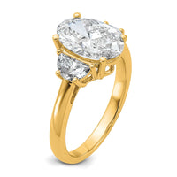 14k 3 1/8ct Cert Lab Grown Dia VS+ F+ Comp Oval&1/2 Moon 3 Stone Eng Ring