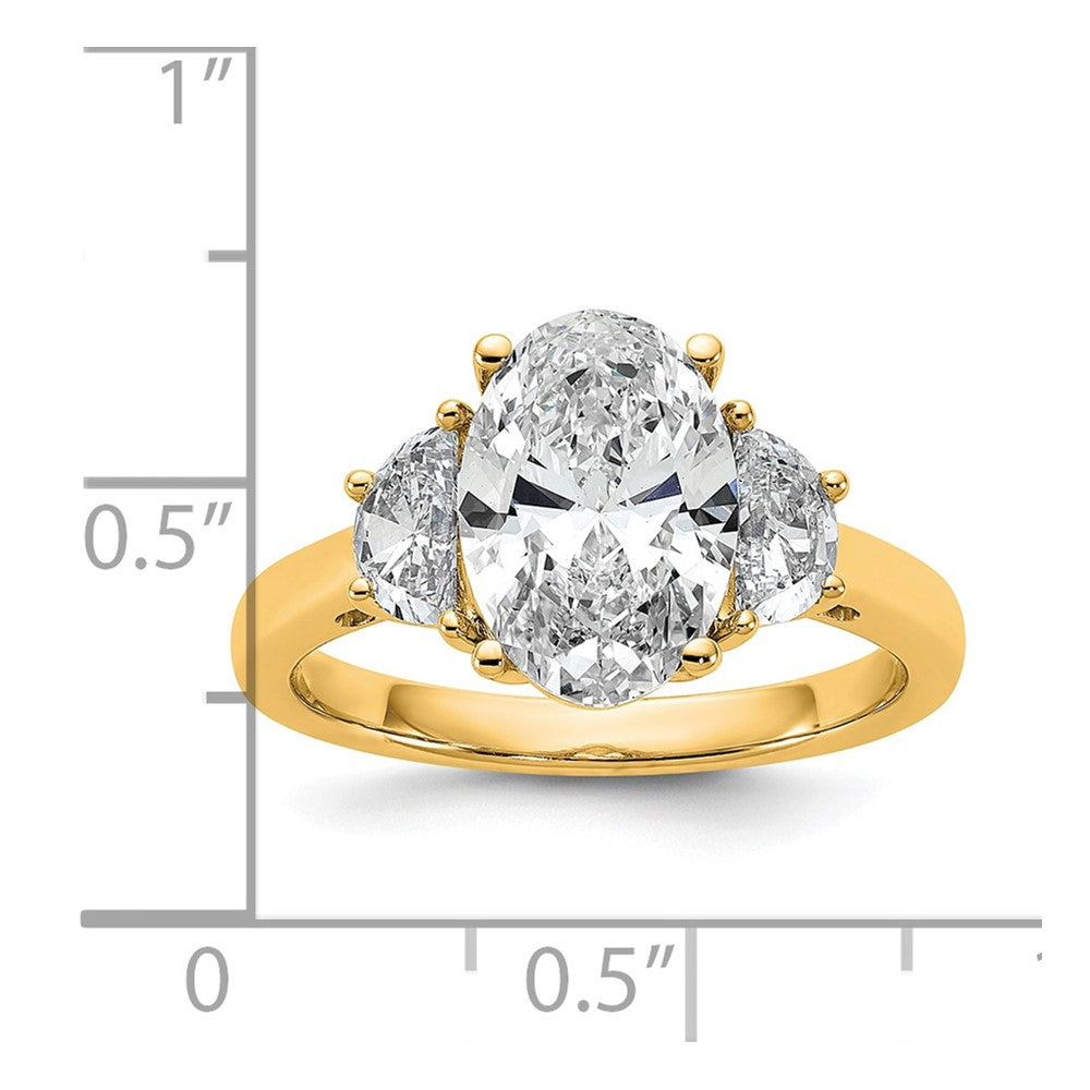14k 3 1/8ct Cert Lab Grown Dia VS+ F+ Comp Oval&1/2 Moon 3 Stone Eng Ring