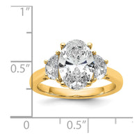 14k 3 1/8ct Cert Lab Grown Dia VS+ F+ Comp Oval&1/2 Moon 3 Stone Eng Ring