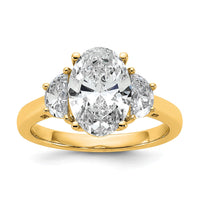 14k 3 1/8ct Cert Lab Grown Dia VS+ F+ Comp Oval&1/2 Moon 3 Stone Eng Ring