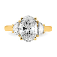 14k 5/8ct Lab Grown Dia VS/SI+ G+ Half Moon and 2 1/2ct Oval Semi Eng Ring
