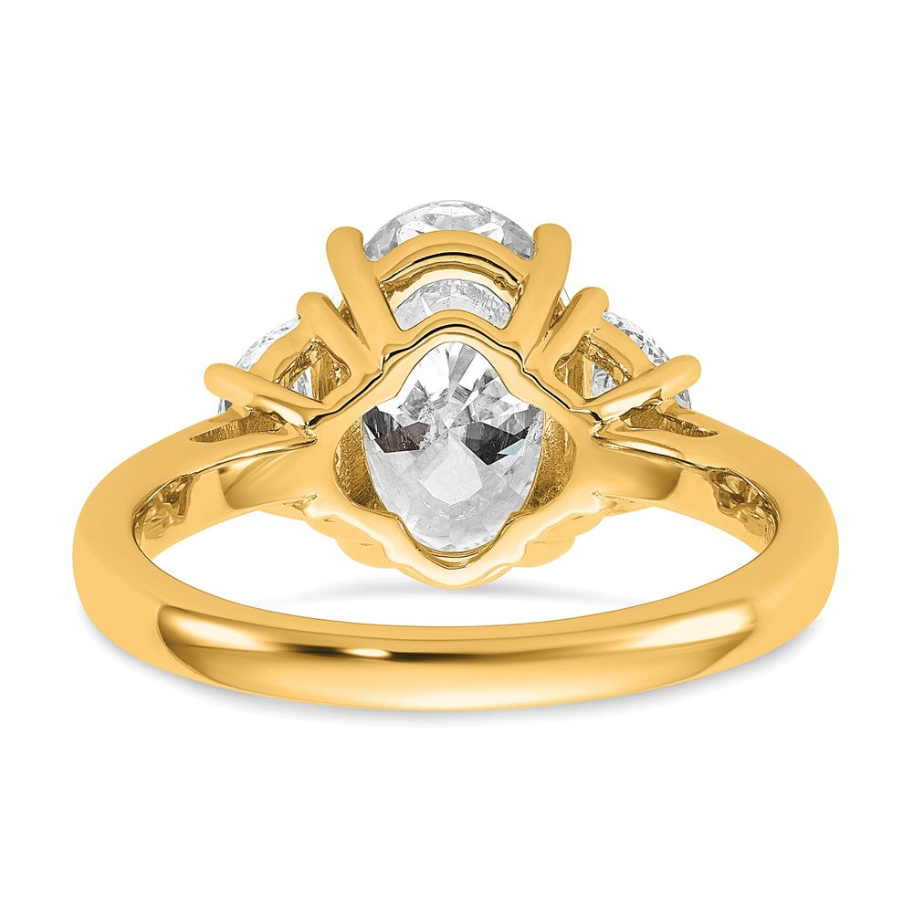 14k 5/8ct Lab Grown Dia VS/SI+ G+ Half Moon and 2 1/2ct Oval Semi Eng Ring