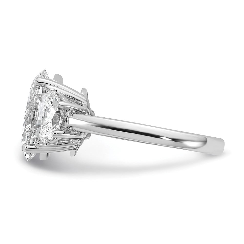 14kw 4ct Cert Lab Grown Dia VS/SI+ G+ Comp Oval&1/2 Moon 3 Stone Eng Ring