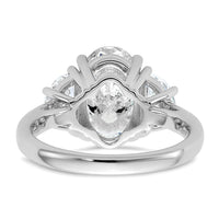 14kw 4ct Cert Lab Grown Dia VS/SI+ G+ Comp Oval&1/2 Moon 3 Stone Eng Ring