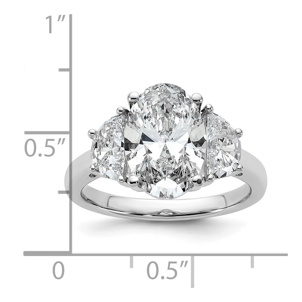 14kw 4ct Cert Lab Grown Dia VS/SI+ G+ Comp Oval&1/2 Moon 3 Stone Eng Ring