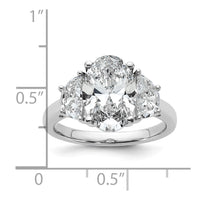 14kw 4ct Cert Lab Grown Dia VS/SI+ G+ Comp Oval&1/2 Moon 3 Stone Eng Ring