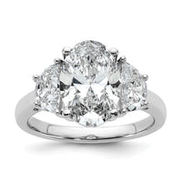 14kw 4ct Cert Lab Grown Dia VS+ F+ Comp Oval&1/2 Moon 3 Stone Eng Ring