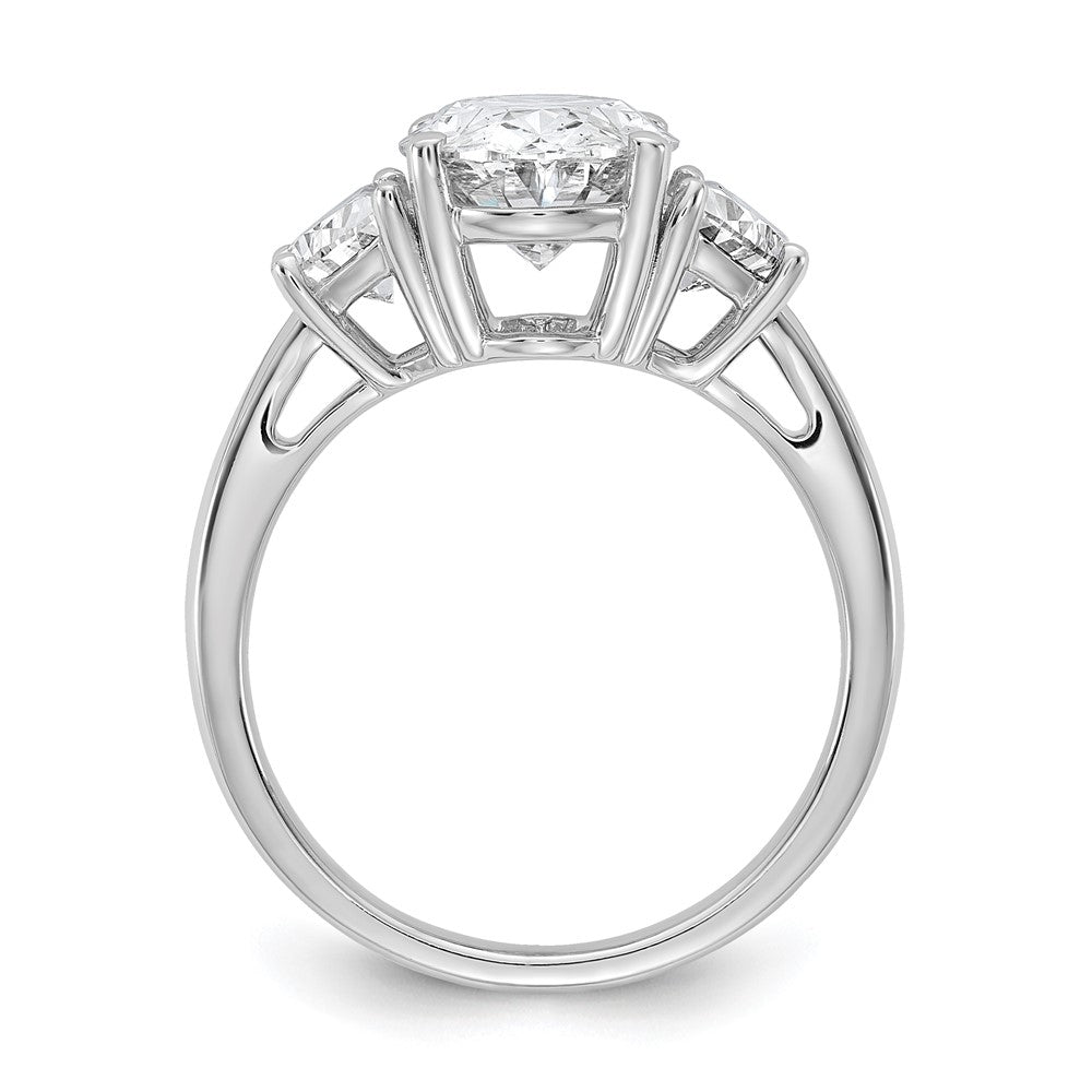 14kw 1ct Lab Grown Dia VS+ F+ Half Moon and 3ct Oval Semi 3 Stone Eng Ring