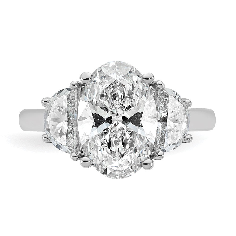14kw 1ct Lab Grown Dia VS/SI+ G+ Half Moon and 3ct Oval Semi Eng Ring