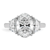 14kw 1ct Lab Grown Dia VS/SI+ G+ Half Moon and 3ct Oval Semi Eng Ring
