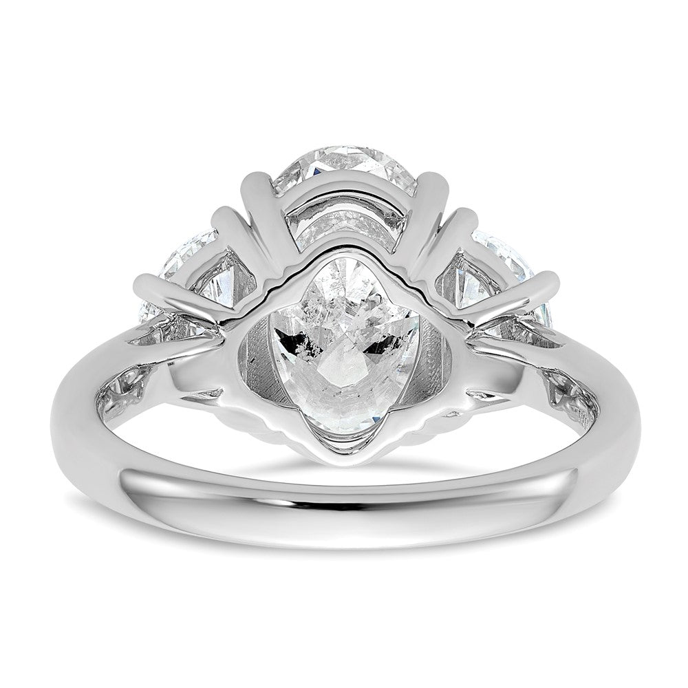 14kw 1ct Lab Grown Dia VS/SI+ G+ Half Moon and 3ct Oval Semi Eng Ring
