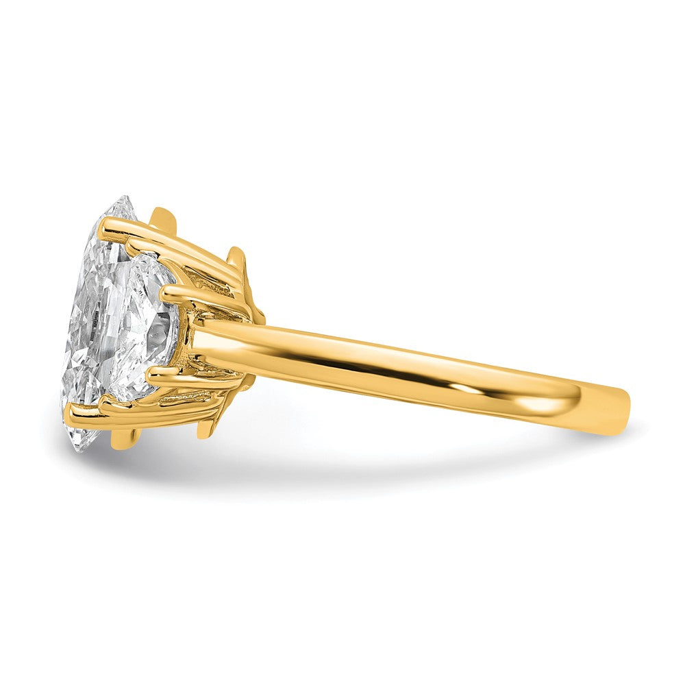 14k 1ct Lab Grown Dia VS/SI+ G+ Half Moon and 3ct Oval Semi Eng Ring