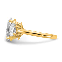 14k 1ct Lab Grown Dia VS/SI+ G+ Half Moon and 3ct Oval Semi Eng Ring