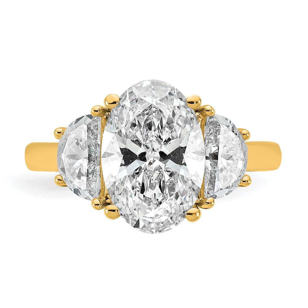 14k 1ct Lab Grown Dia VS/SI+ G+ Half Moon and 3ct Oval Semi Eng Ring