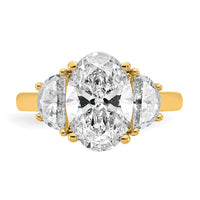 14k 1ct Lab Grown Dia VS/SI+ G+ Half Moon and 3ct Oval Semi Eng Ring