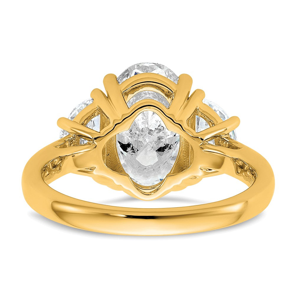14k 1ct Lab Grown Dia VS/SI+ G+ Half Moon and 3ct Oval Semi Eng Ring