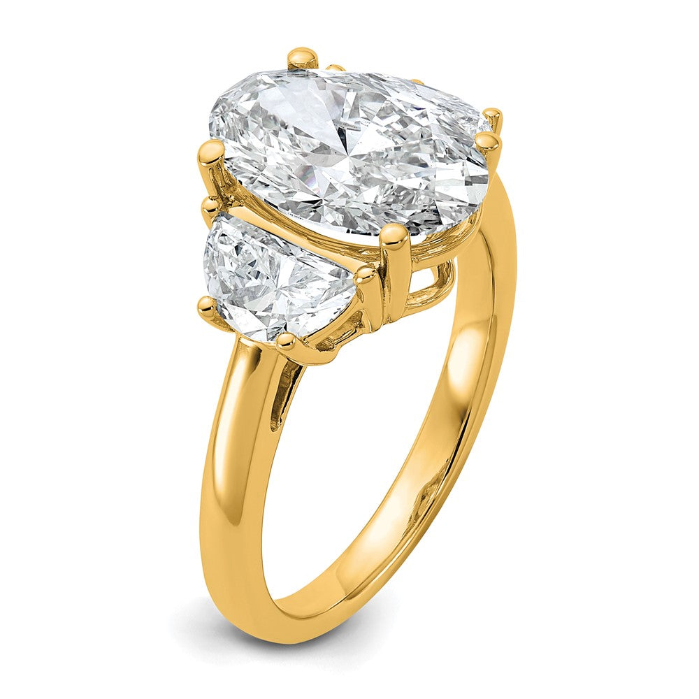 14k 1ct Lab Grown Dia VS/SI+ G+ Half Moon and 3ct Oval Semi Eng Ring