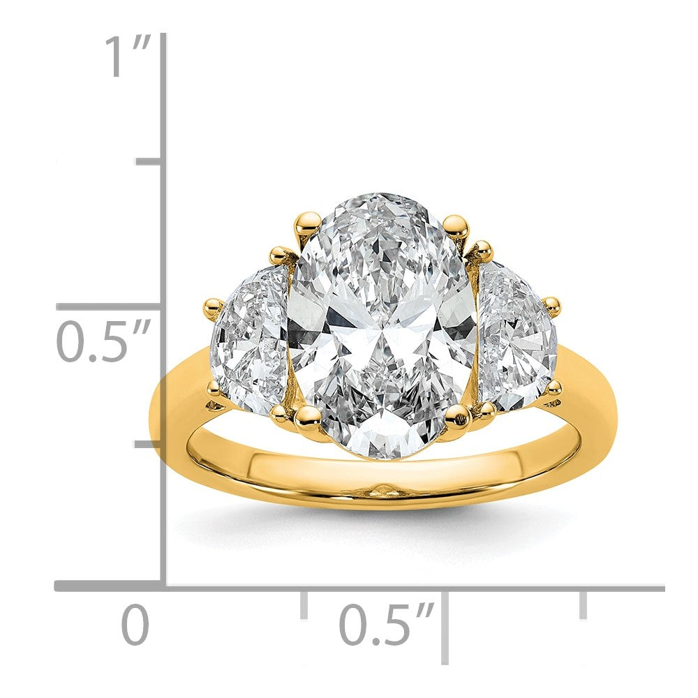 14k 1ct Lab Grown Dia VS/SI+ G+ Half Moon and 3ct Oval Semi Eng Ring
