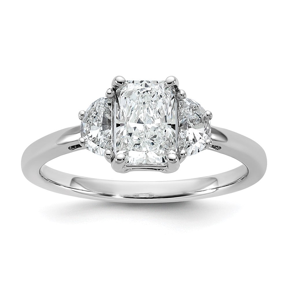 14kw 1 3/8ct Cert Lab Grown Dia VS/SI+ G+ Radiant&1/2 Moon Comp Eng Ring