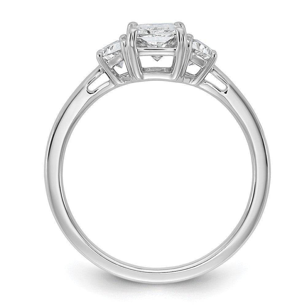 14kw 3/8ct Lab Grown Diamond VS+ F+ 1/2 Moon 1ct Radiant Semi Eng Ring