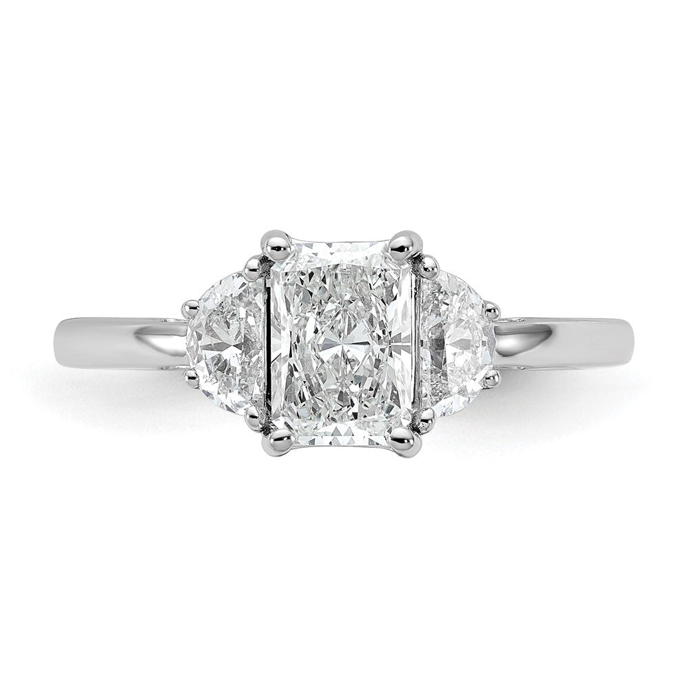 14kw 3/8ct Lab Grown Diamond VS/SI+ G+ 1/2 Moon 1ct Radiant Semi Eng Ring