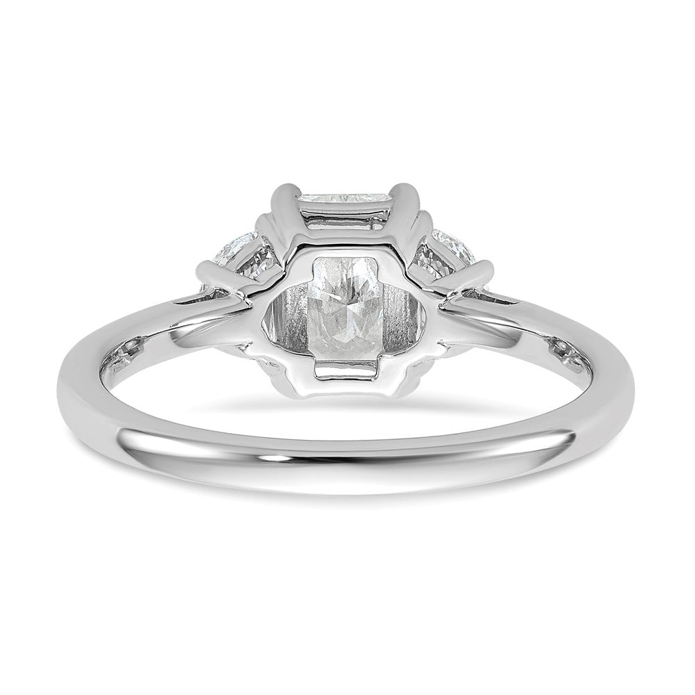 14kw 3/8ct Lab Grown Diamond VS+ F+ 1/2 Moon 1ct Radiant Semi Eng Ring