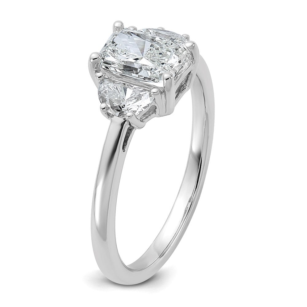 14kw 3/8ct Lab Grown Diamond VS/SI+ G+ 1/2 Moon 1ct Radiant Semi Eng Ring