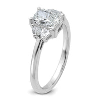 14kw 3/8ct Lab Grown Diamond VS/SI+ G+ 1/2 Moon 1ct Radiant Semi Eng Ring