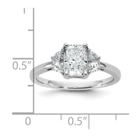 14kw 3/8ct Lab Grown Diamond VS+ F+ 1/2 Moon 1ct Radiant Semi Eng Ring