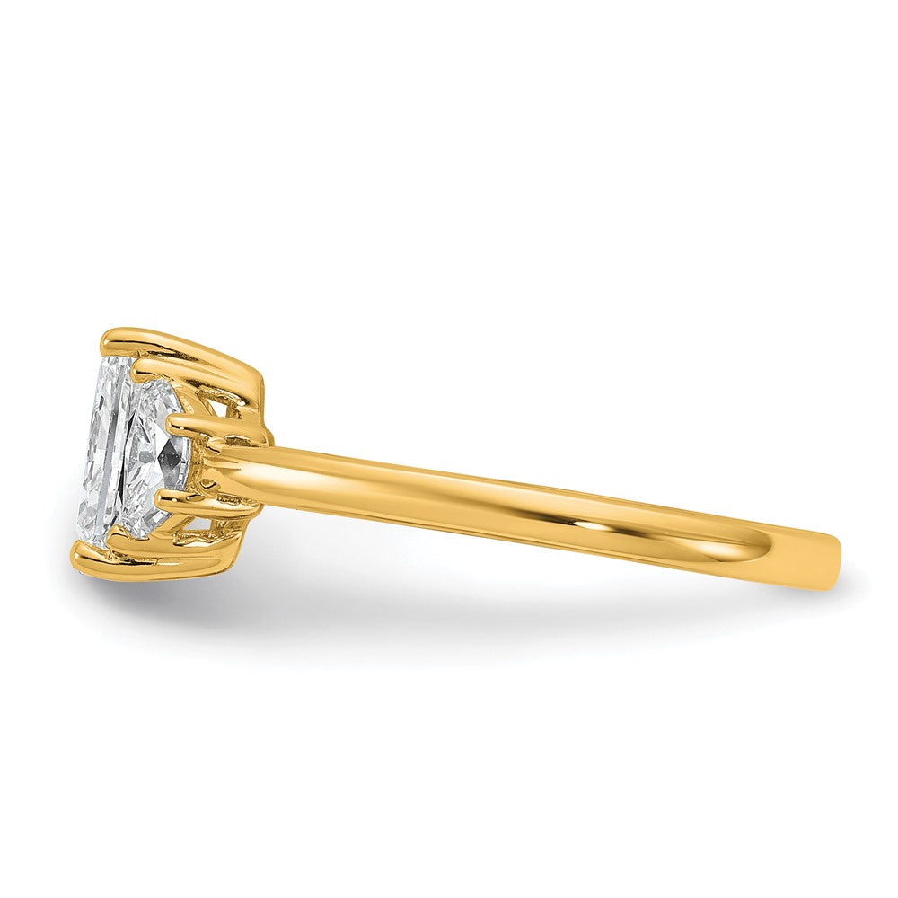 14k 3/8ct Lab Grown Diamond VS/SI+ G+ 1/2 Moon 1ct Radiant Semi Eng Ring