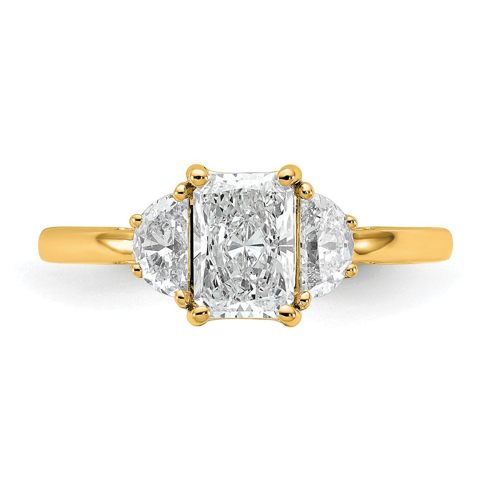 14k 3/8ct Lab Grown Diamond VS/SI+ G+ 1/2 Moon 1ct Radiant Semi Eng Ring