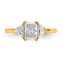 14k 3/8ct Lab Grown Diamond VS/SI+ G+ 1/2 Moon 1ct Radiant Semi Eng Ring