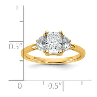 14k 3/8ct Lab Grown Diamond VS/SI+ G+ 1/2 Moon 1ct Radiant Semi Eng Ring