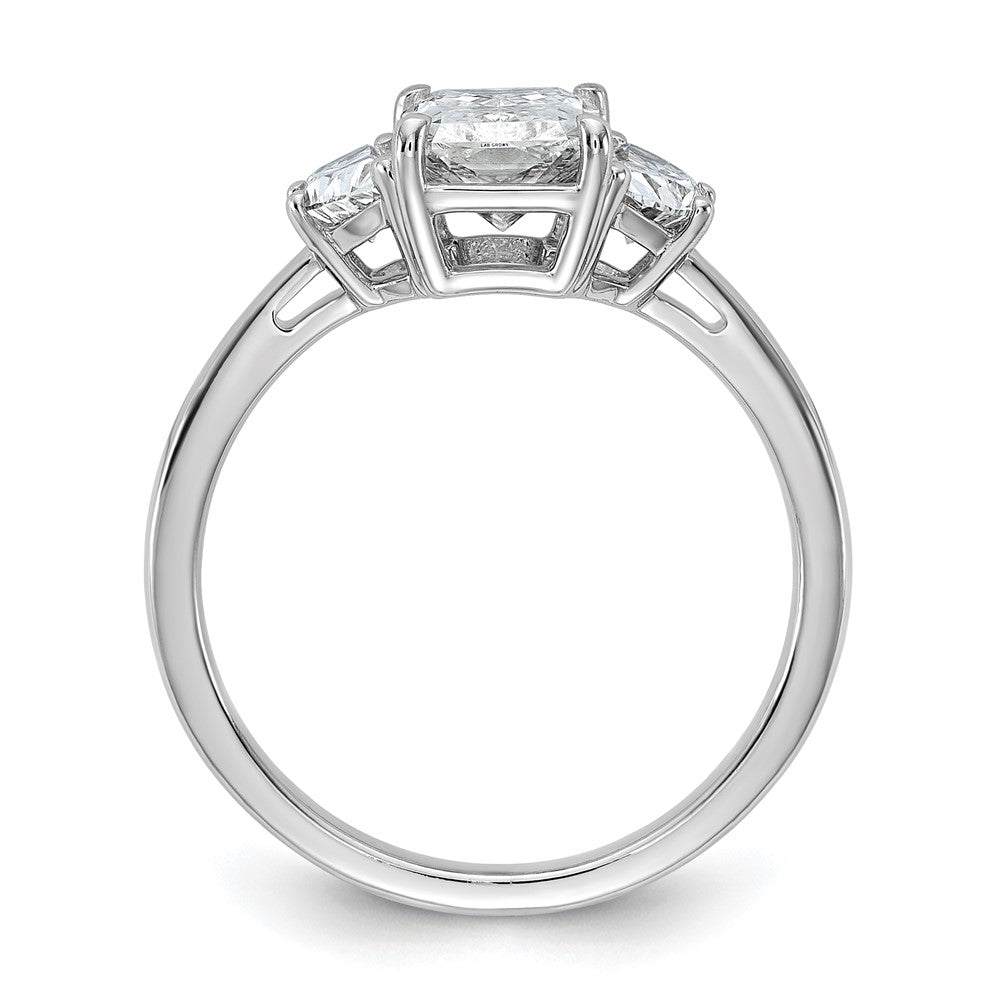 14kw 2ct Cert Lab Grown Diamond VS+ F+ Radiant&1/2 Moon Comp Eng Ring