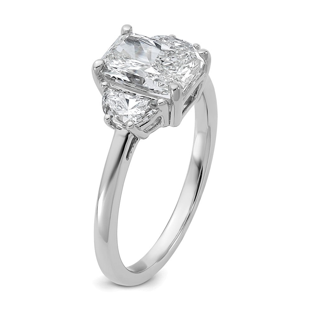 14kw 2ct Cert Lab Grown Diamond VS+ F+ Radiant&1/2 Moon Comp Eng Ring