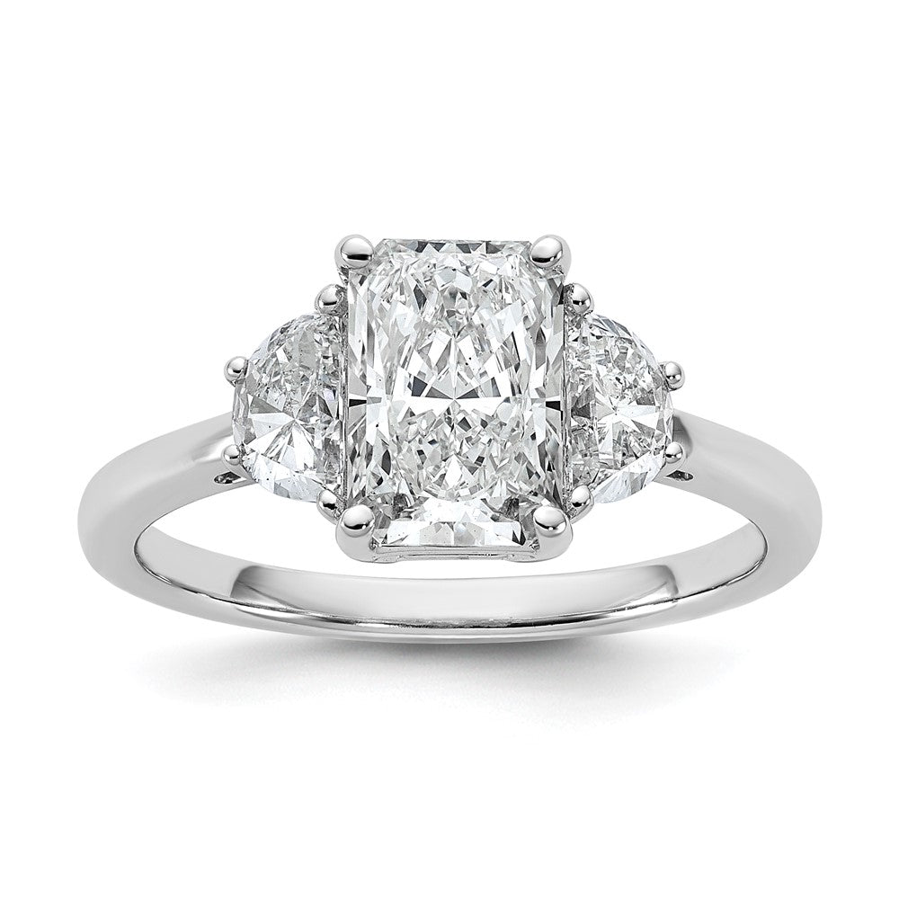 14kw 2ct Cert Lab Grown Diamond VS+ F+ Radiant&1/2 Moon Comp Eng Ring