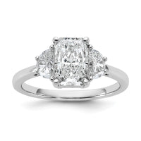 14kw 2ct Cert Lab Grown Diamond VS+ F+ Radiant&1/2 Moon Comp Eng Ring