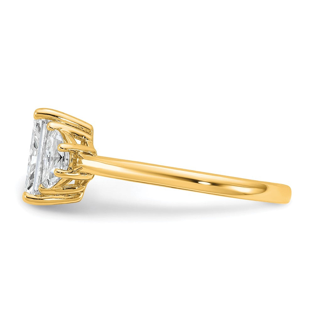 14k 2ct Cert Lab Grown Diamond VS+ F+ Radiant&1/2 Moon Comp Eng Ring