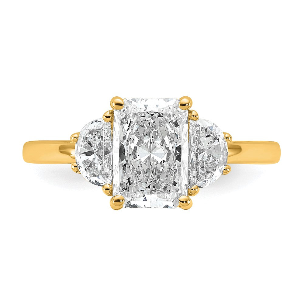 14k 2ct Cert Lab Grown Diamond VS+ F+ Radiant&1/2 Moon Comp Eng Ring