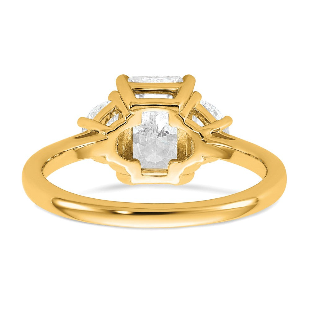 14k 2ct Cert Lab Grown Diamond VS+ F+ Radiant&1/2 Moon Comp Eng Ring