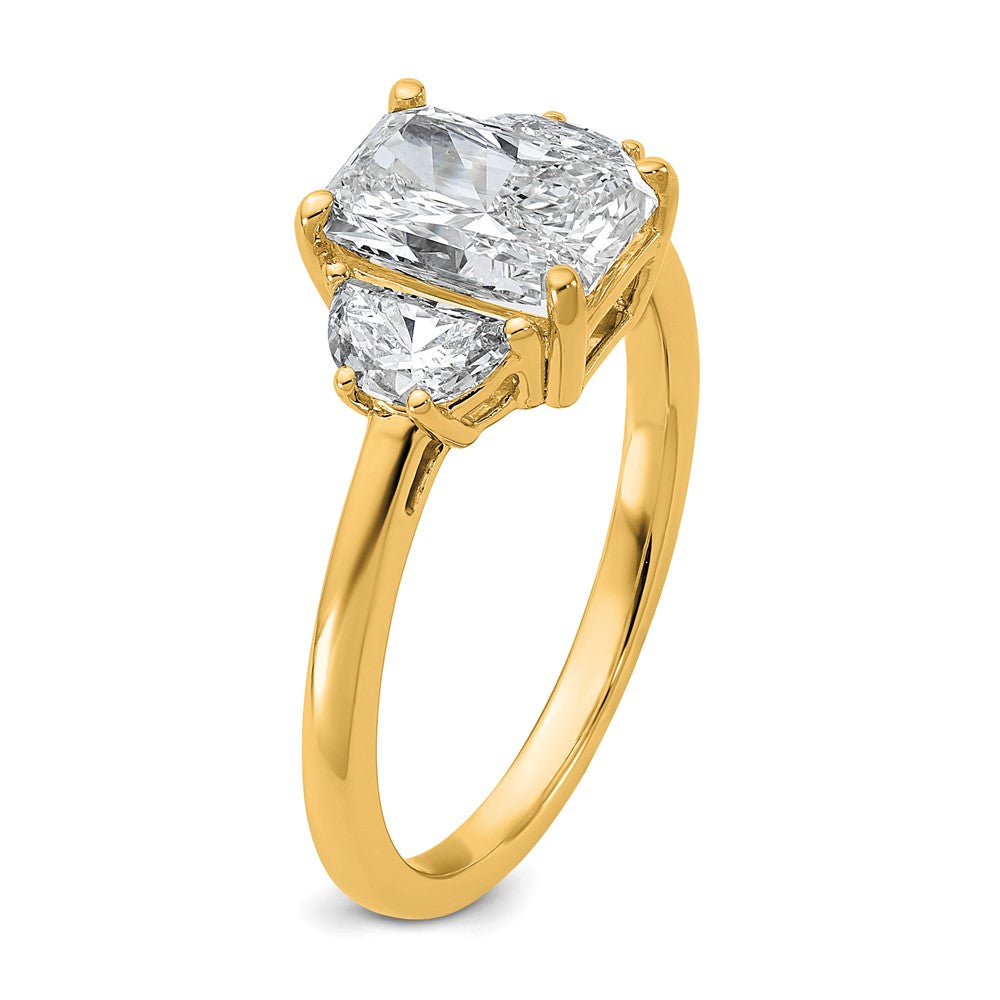 14k 2ct Cert Lab Grown Diamond VS+ F+ Radiant&1/2 Moon Comp Eng Ring