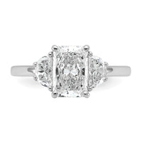 14kw 1/2ct Lab Grown Dia VS/SI+ G+ 1/2 Moon 1 1/2ct Radiant Semi Eng Ring