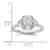 14kw 1/2ct Lab Grown Dia VS/SI+ G+ 1/2 Moon 1 1/2ct Radiant Semi Eng Ring
