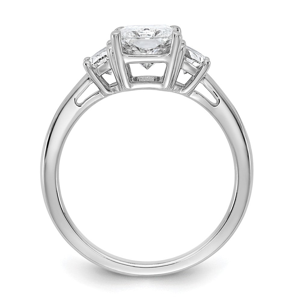 14kw 1/2ct Lab Grown Diamond VS+ F+ 1/2 Moon 2ct Radiant Semi Eng Ring