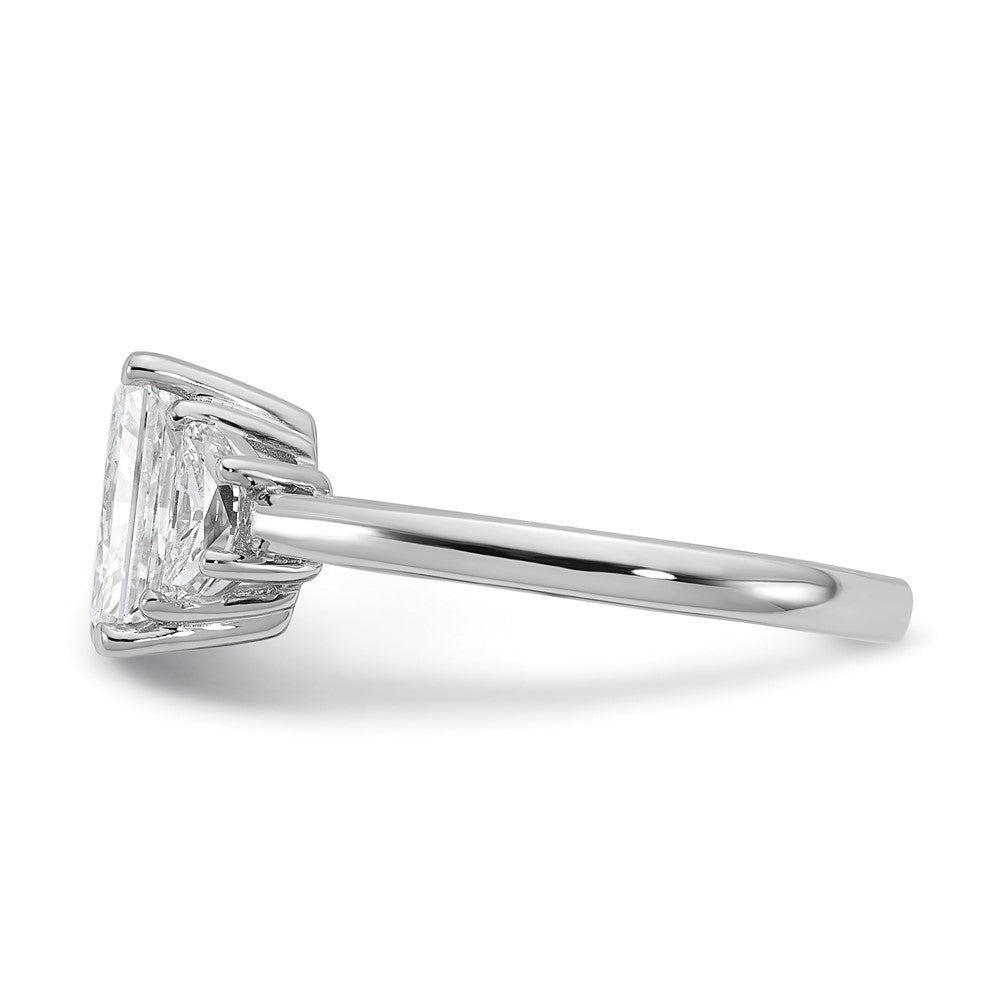 14kw 1/2ct Lab Grown Diamond VS+ F+ 1/2 Moon 2ct Radiant Semi Eng Ring