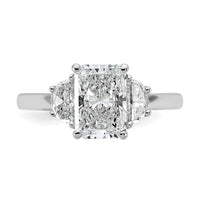 14kw 1/2ct Lab Grown Diamond VS+ F+ 1/2 Moon 2ct Radiant Semi Eng Ring
