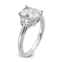 14kw 1/2ct Lab Grown Diamond VS+ F+ 1/2 Moon 2ct Radiant Semi Eng Ring