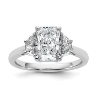 14kw 1/2ct Lab Grown Diamond VS+ F+ 1/2 Moon 2ct Radiant Semi Eng Ring